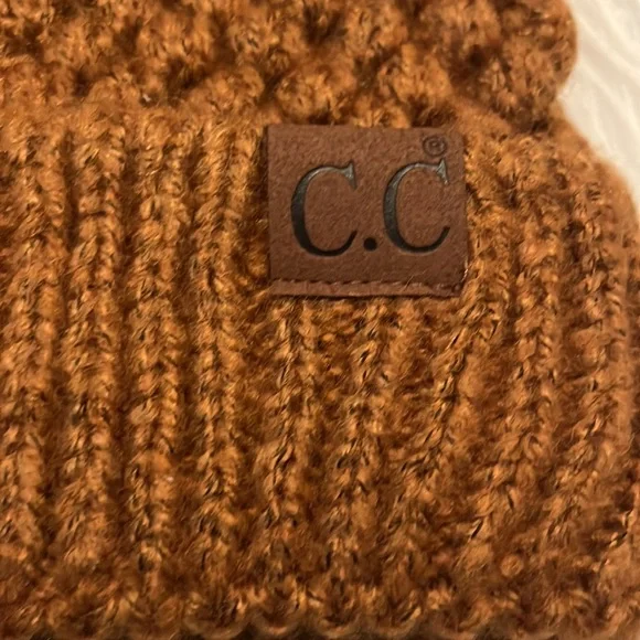 C.C Rust Bobble Beanie With Pom Pom - Picture 2 of 4